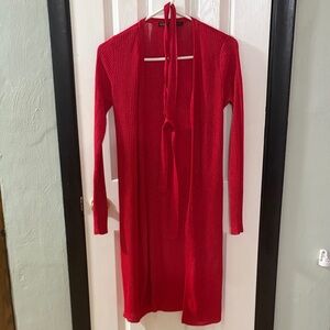 White House Black Market Red Knit Cardigan